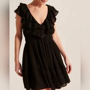 Abercrombie & Fitch Black Ruffled Dress